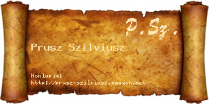 Prusz Szilviusz névjegykártya